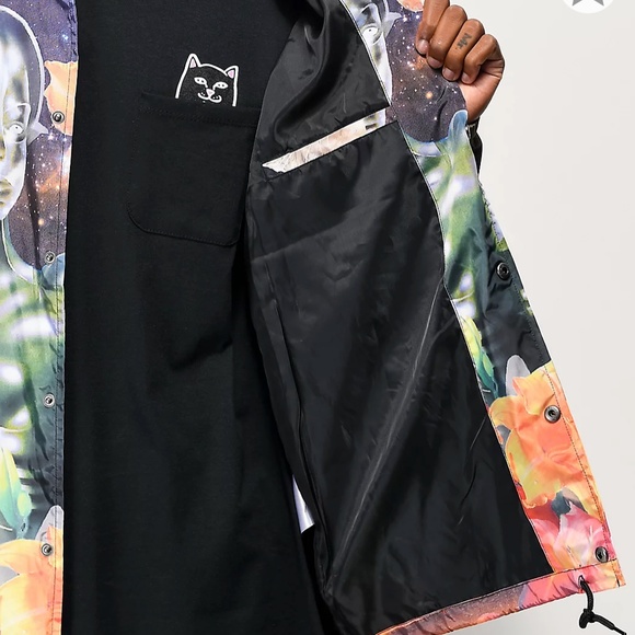 RIPNDIP Galactica Black Coaches Medium Android Nermal Tropical Space Jacket NWT - Picture 4 of 5